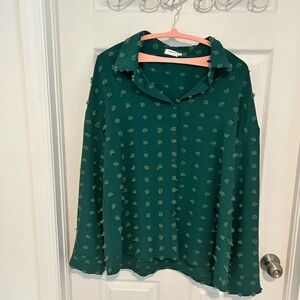 Green Patterned Women's Top